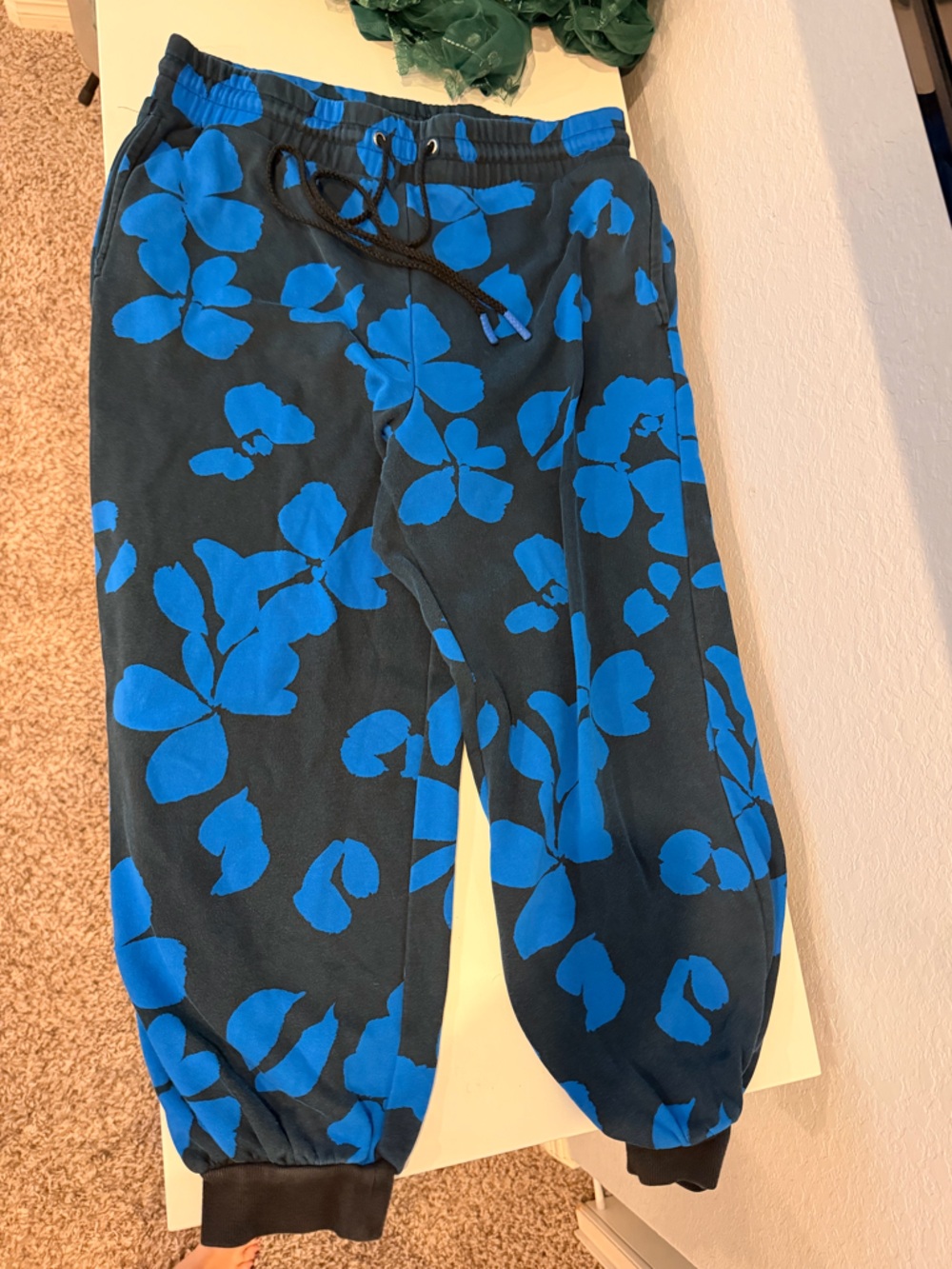 Future Collective x Kahlana - Blue Black Floral Print Women's Jogger Pants